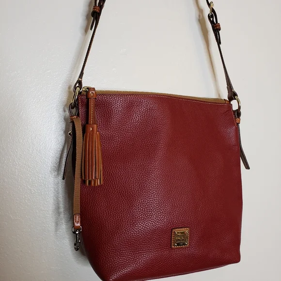 Authentic Dooney & Bourke Genuine Pebbled Leather Large Crossbody Bag Tote - Picture 4 of 16